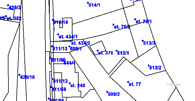 Parcela st. 375 v KÚ Luby, Katastrální mapa