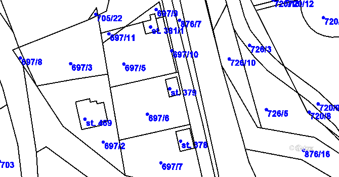 Parcela st. 379 v KÚ Luby, Katastrální mapa