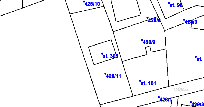Parcela st. 383 v KÚ Luby, Katastrální mapa