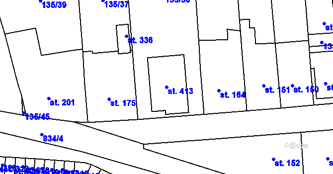 Parcela st. 413 v KÚ Luby, Katastrální mapa