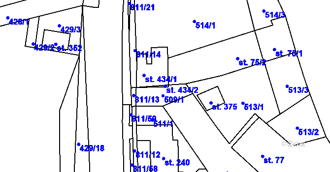 Parcela st. 434/2 v KÚ Luby, Katastrální mapa