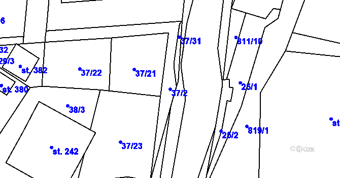 Parcela st. 37/2 v KÚ Luby, Katastrální mapa