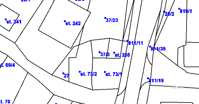 Parcela st. 37/3 v KÚ Luby, Katastrální mapa