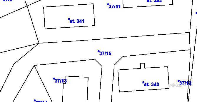 Parcela st. 37/15 v KÚ Luby, Katastrální mapa