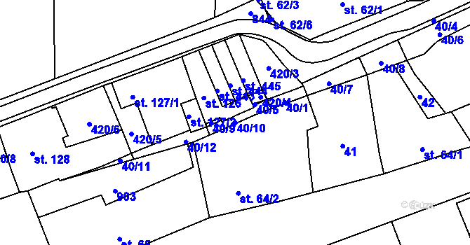 Parcela st. 40/10 v KÚ Luby, Katastrální mapa