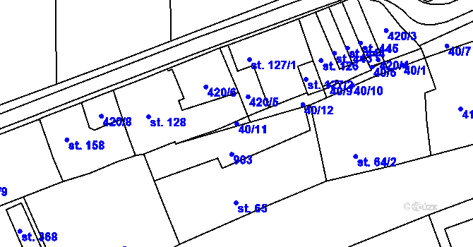 Parcela st. 40/11 v KÚ Luby, Katastrální mapa