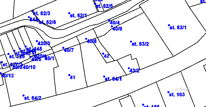 Parcela st. 42 v KÚ Luby, Katastrální mapa