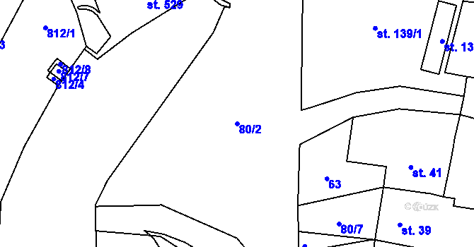 Parcela st. 80/2 v KÚ Luby, Katastrální mapa