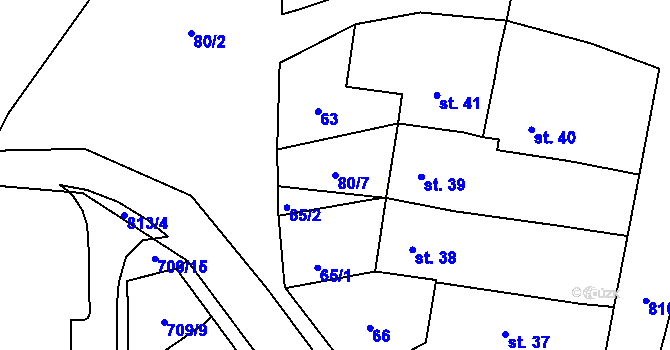 Parcela st. 80/7 v KÚ Luby, Katastrální mapa