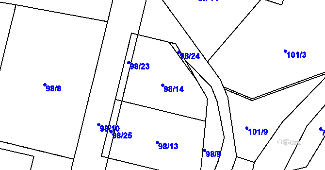 Parcela st. 98/14 v KÚ Luby, Katastrální mapa