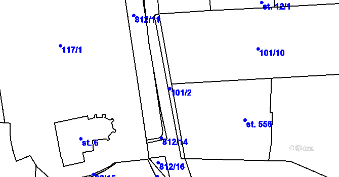 Parcela st. 101/2 v KÚ Luby, Katastrální mapa