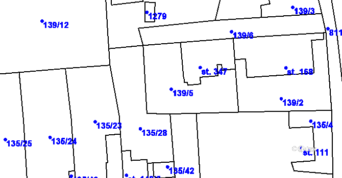 Parcela st. 139/5 v KÚ Luby, Katastrální mapa