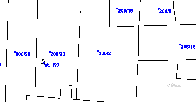Parcela st. 200/2 v KÚ Luby, Katastrální mapa