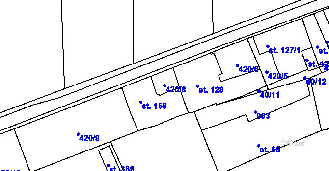 Parcela st. 420/8 v KÚ Luby, Katastrální mapa