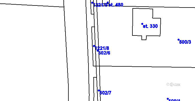 Parcela st. 502/6 v KÚ Luby, Katastrální mapa