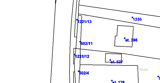 Parcela st. 502/11 v KÚ Luby, Katastrální mapa