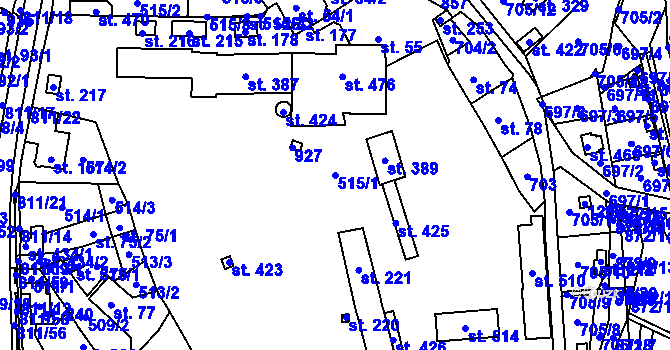 Parcela st. 515/1 v KÚ Luby, Katastrální mapa