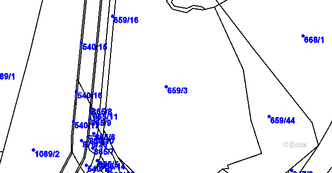 Parcela st. 659/3 v KÚ Luby, Katastrální mapa