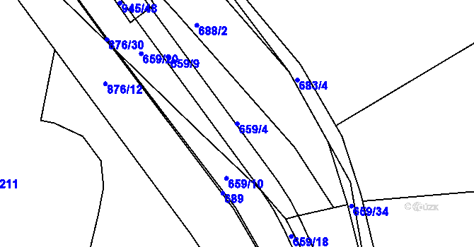 Parcela st. 659/4 v KÚ Luby, Katastrální mapa