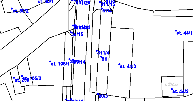 Parcela st. 811/4 v KÚ Luby, Katastrální mapa