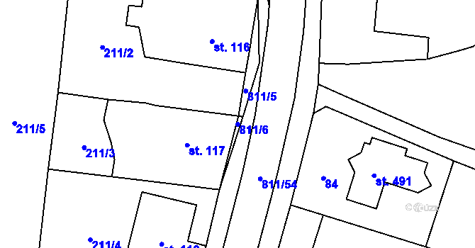 Parcela st. 811/6 v KÚ Luby, Katastrální mapa