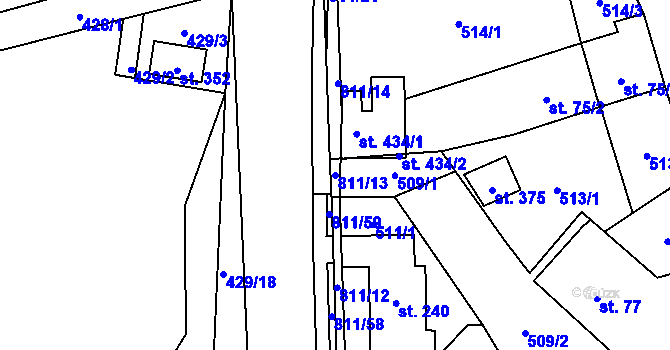 Parcela st. 811/13 v KÚ Luby, Katastrální mapa