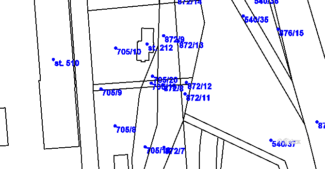 Parcela st. 872/8 v KÚ Luby, Katastrální mapa