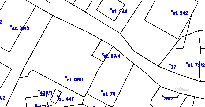Parcela st. 69/4 v KÚ Luby, Katastrální mapa