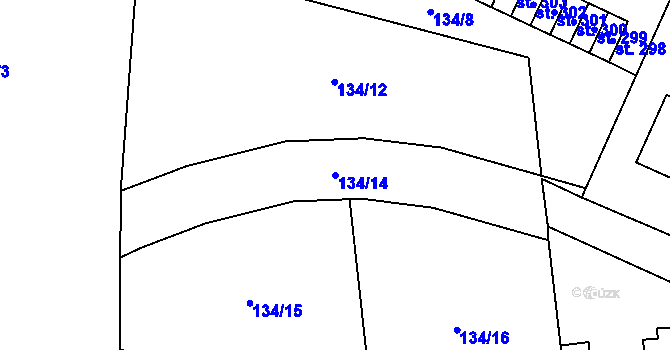 Parcela st. 134/14 v KÚ Luby, Katastrální mapa