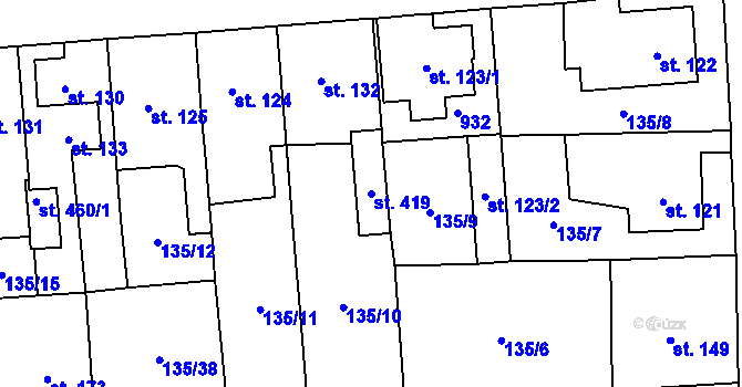 Parcela st. 419 v KÚ Luby, Katastrální mapa