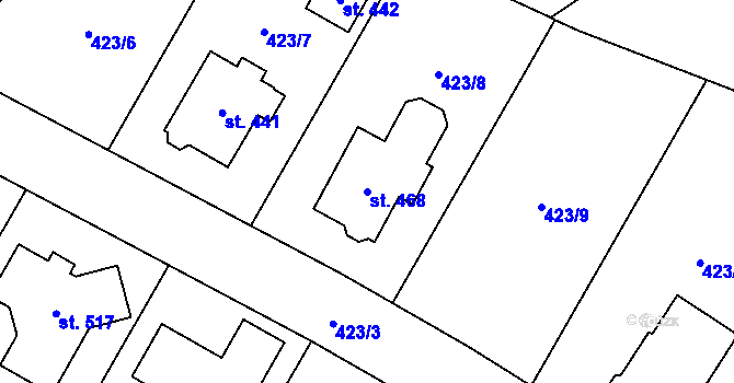 Parcela st. 468 v KÚ Luby, Katastrální mapa