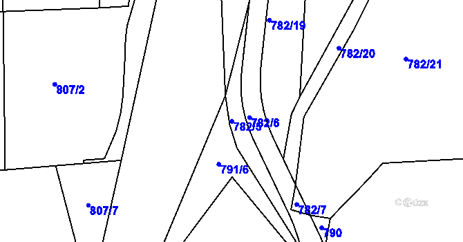 Parcela st. 782/5 v KÚ Luby, Katastrální mapa