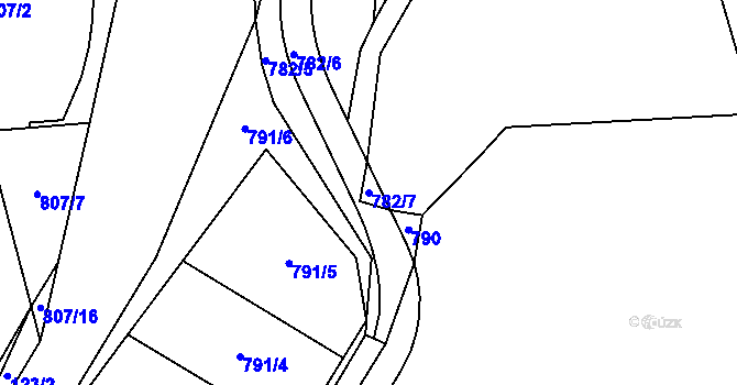Parcela st. 782/7 v KÚ Luby, Katastrální mapa