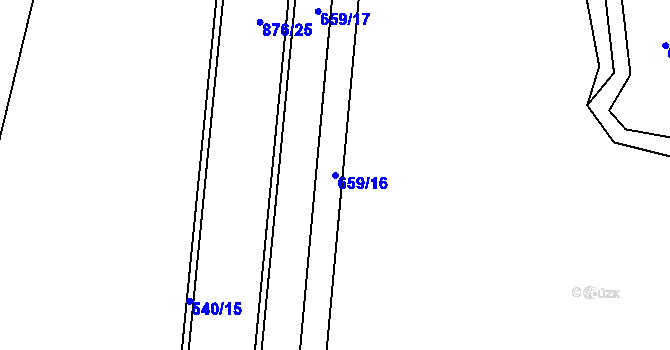 Parcela st. 659/16 v KÚ Luby, Katastrální mapa