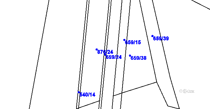 Parcela st. 659/24 v KÚ Luby, Katastrální mapa