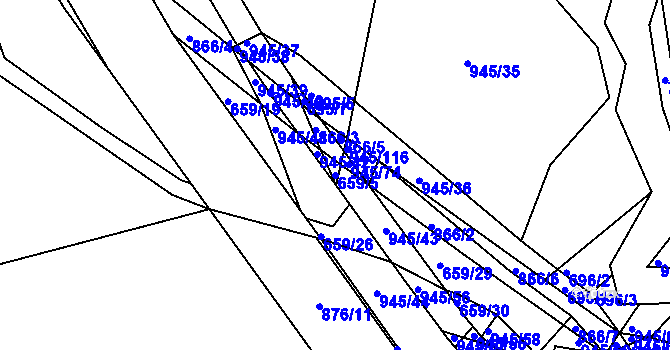 Parcela st. 659/5 v KÚ Luby, Katastrální mapa