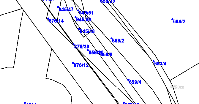 Parcela st. 659/9 v KÚ Luby, Katastrální mapa
