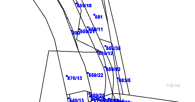 Parcela st. 659/12 v KÚ Luby, Katastrální mapa