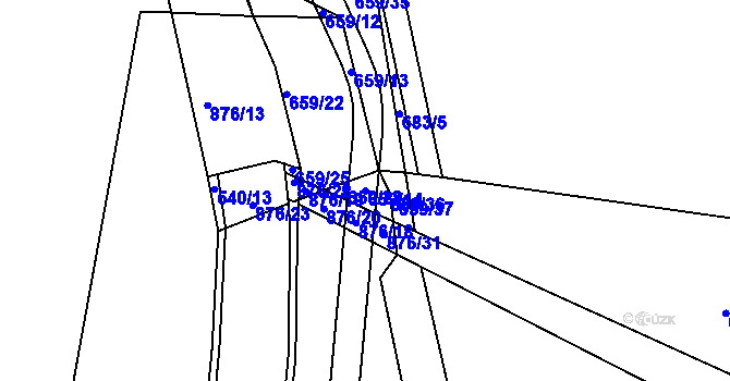 Parcela st. 659/14 v KÚ Luby, Katastrální mapa