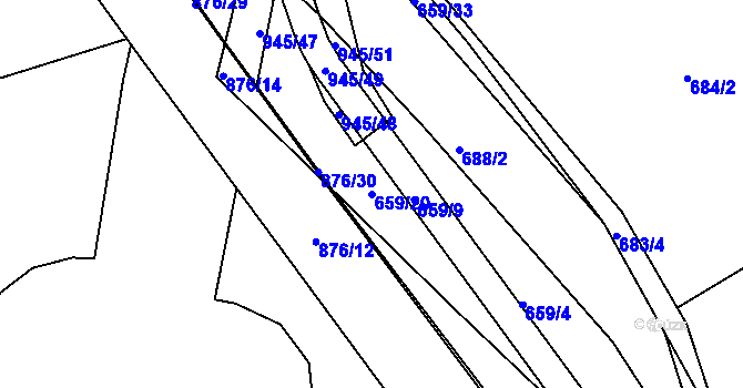 Parcela st. 659/20 v KÚ Luby, Katastrální mapa