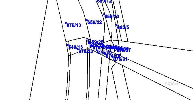 Parcela st. 876/20 v KÚ Luby, Katastrální mapa