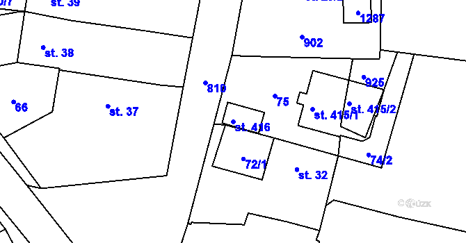 Parcela st. 416 v KÚ Luby, Katastrální mapa