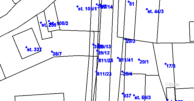 Parcela st. 39/12 v KÚ Luby, Katastrální mapa