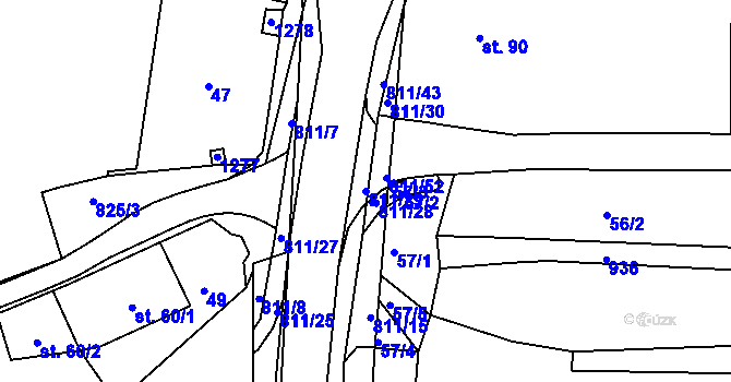Parcela st. 811/29 v KÚ Luby, Katastrální mapa