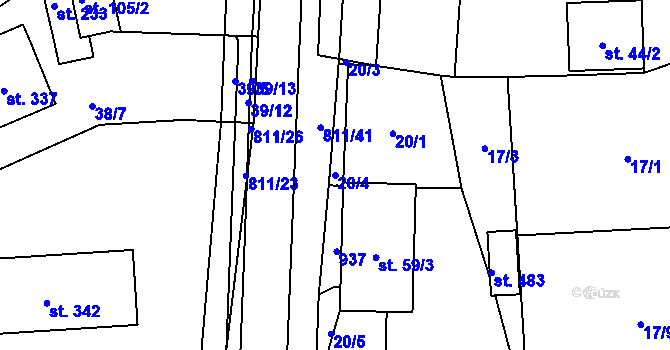 Parcela st. 20/4 v KÚ Luby, Katastrální mapa