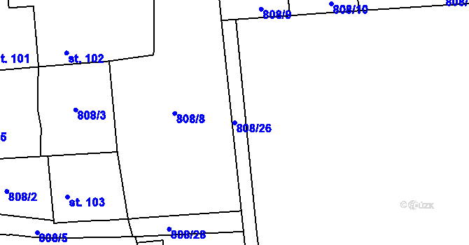Parcela st. 808/26 v KÚ Luby, Katastrální mapa