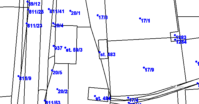 Parcela st. 483 v KÚ Luby, Katastrální mapa