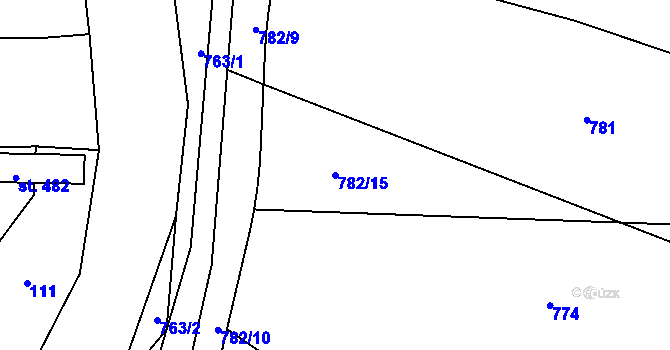 Parcela st. 782/15 v KÚ Luby, Katastrální mapa