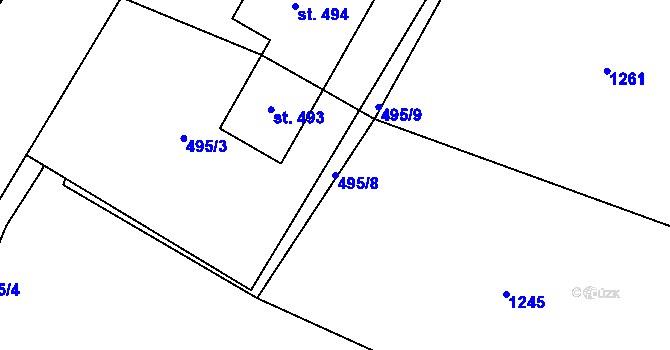 Parcela st. 495/8 v KÚ Luby, Katastrální mapa