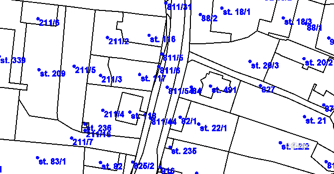 Parcela st. 811/54 v KÚ Luby, Katastrální mapa